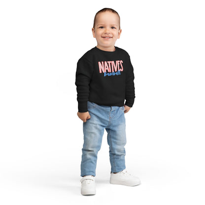 Natives Baseball Toddler Sweatshirt, Cute Kids Gift, Baseball Fan Apparel, Playful Toddler Gear, Sporty Children’s Clothing