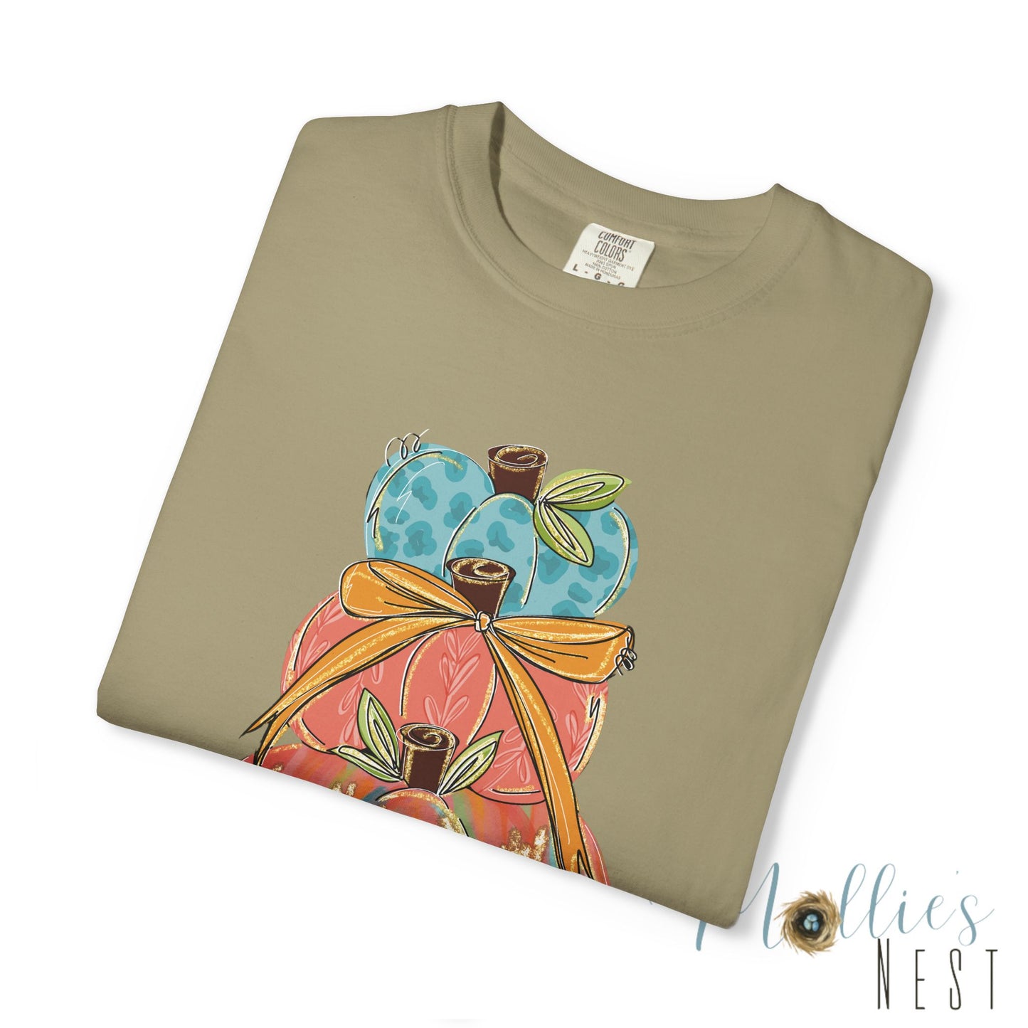 Pumpkin Stack T-Shirt — Handpainted Fall Pumpkin Stack Graphic Tee