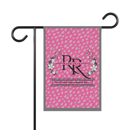 Pink Floral Monogram Garden Flag — Personalized PRK Logo House Banner