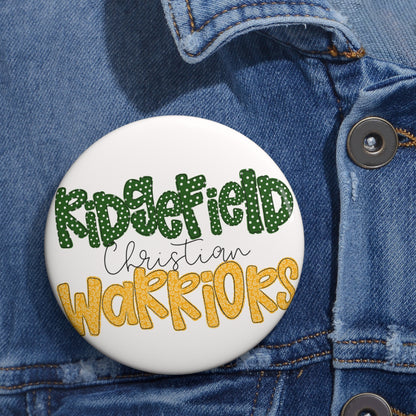 Ridgefiled Warriors Button 1 - Gold & Green