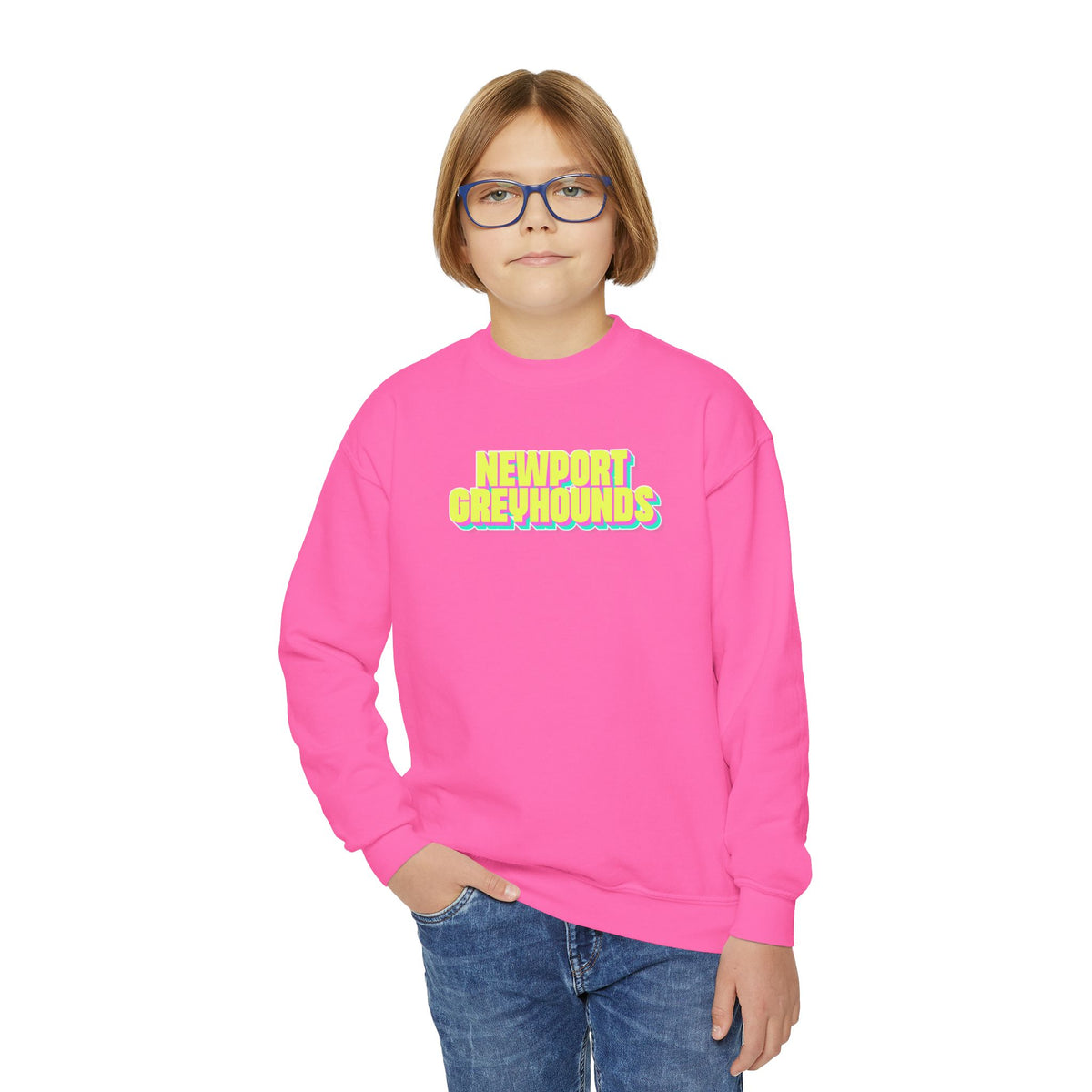 YOUTH. Newport Greyhounds Neon Crewneck Sweatshirt