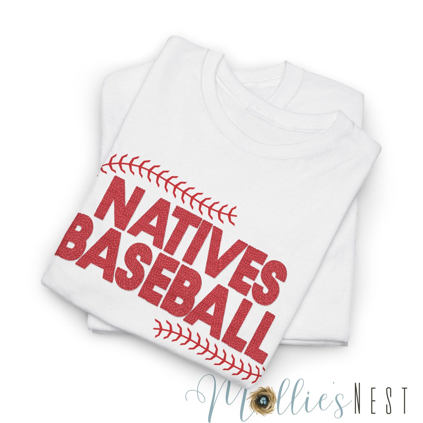 Unisex Heavy Cotton Tee.NATIVES FAUX EMBROIDERY