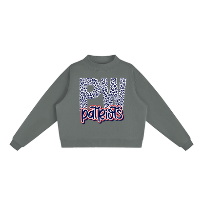 Palestine-Wheatley Patriots "PW" Leopard Fleece Mock-Neck Crew Sweatshirt