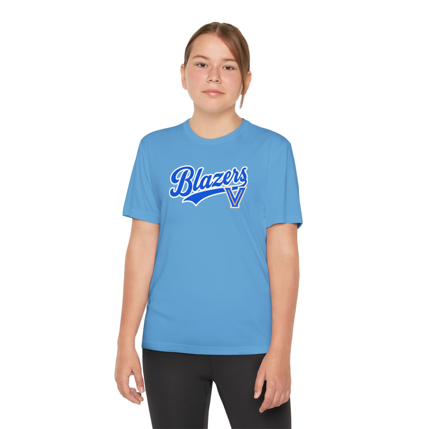 Blazers Youth Drifit — Blue Script Logo Team Shirt