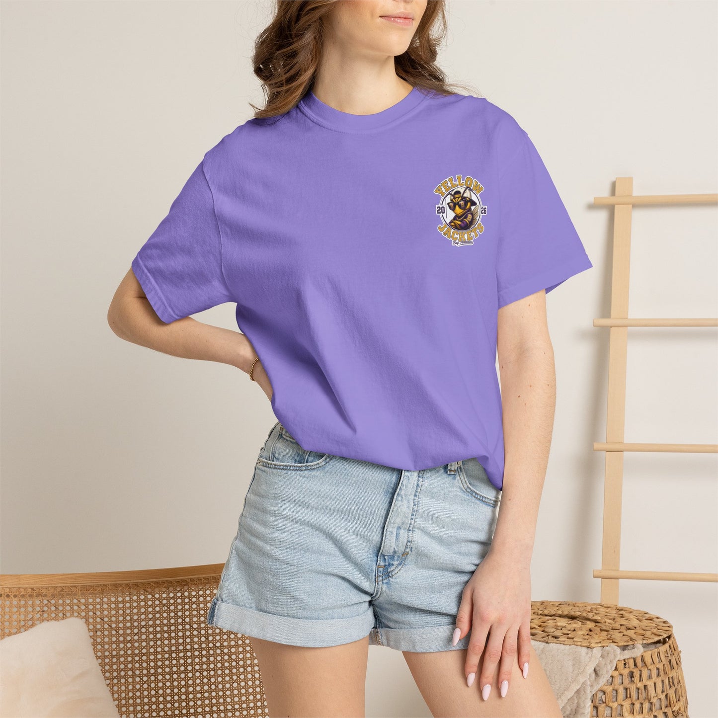 ADULT — Yellow Jackets Mascot 2026 School Spirit Shirt. Comfort Colors