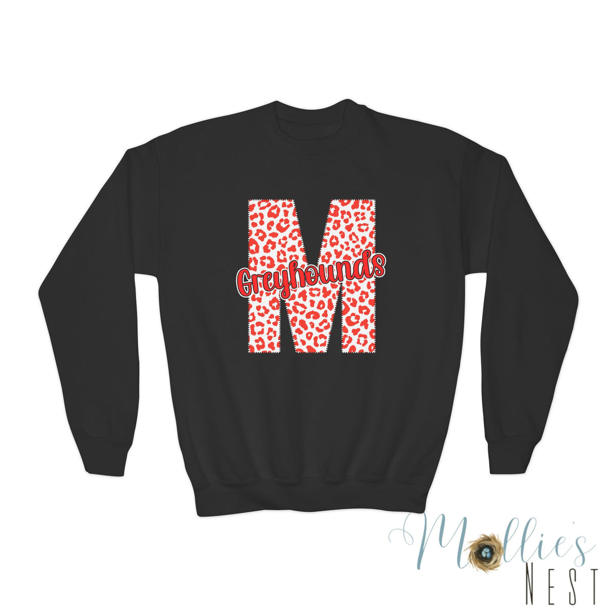 Youth Marmaduke Greyhounds. Crewneck Sweatshirt – Leopard Print