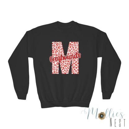 Youth Marmaduke Greyhounds. Crewneck Sweatshirt – Leopard Print