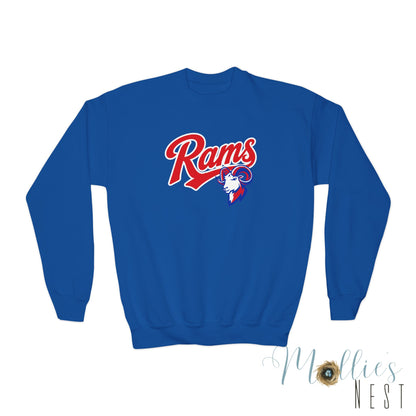 Youth Sweatshirt — Paragould 'Rams' Retro Script with Ram Head Logo