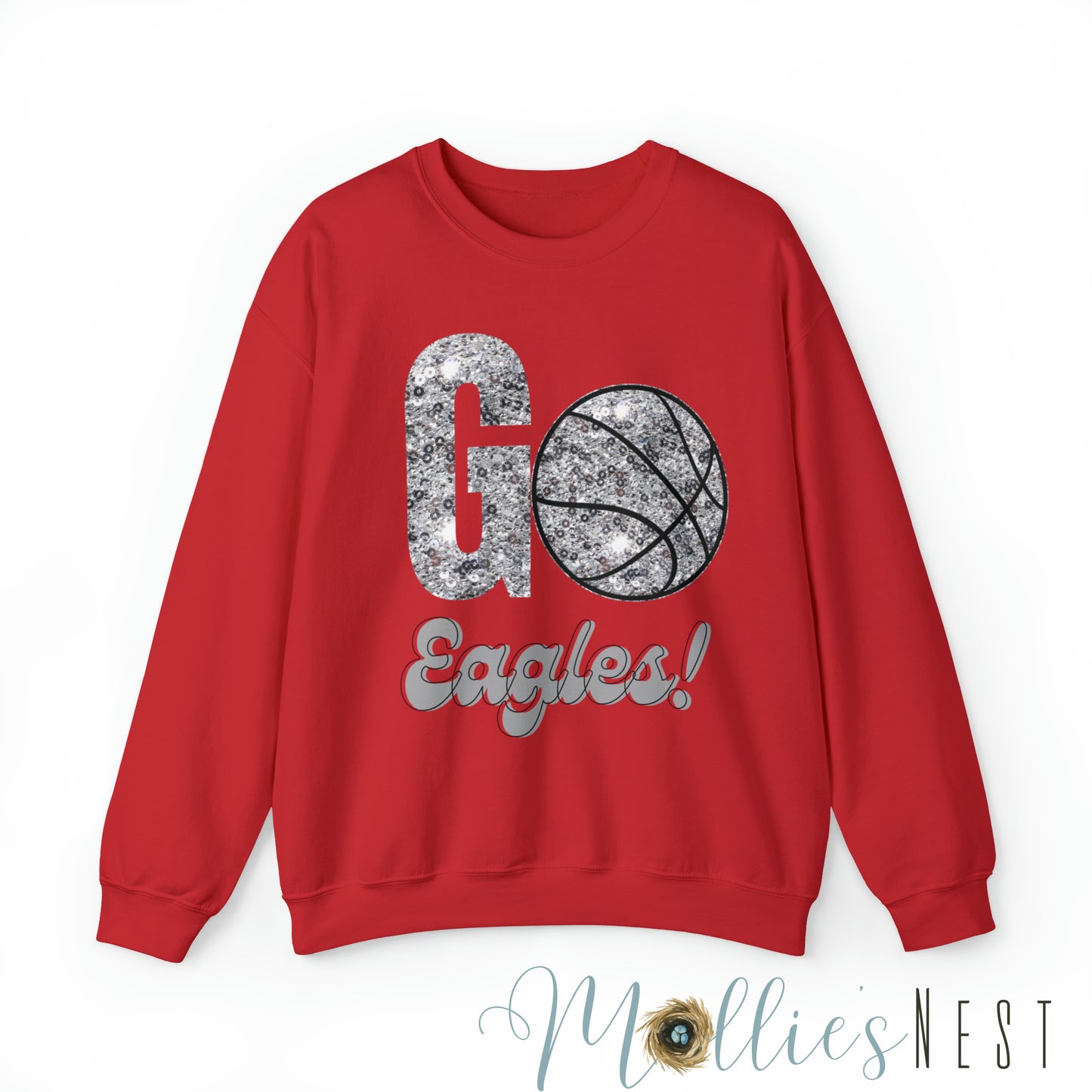 Eagles Faux* Glitter Basketball Heavy Blend™ Crewneck Sweatshirt