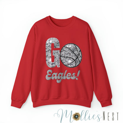 Eagles Faux* Glitter Basketball Heavy Blend™ Crewneck Sweatshirt