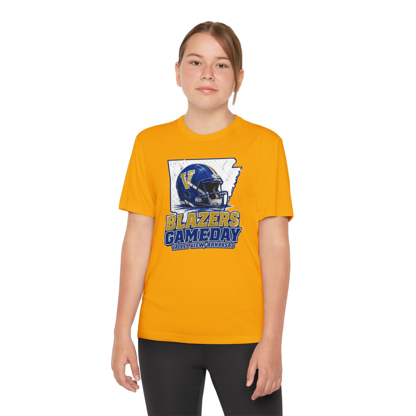 Youth Blazers DRIFIT Gameday Tee – Team Helmet Arkansas Football Shirt