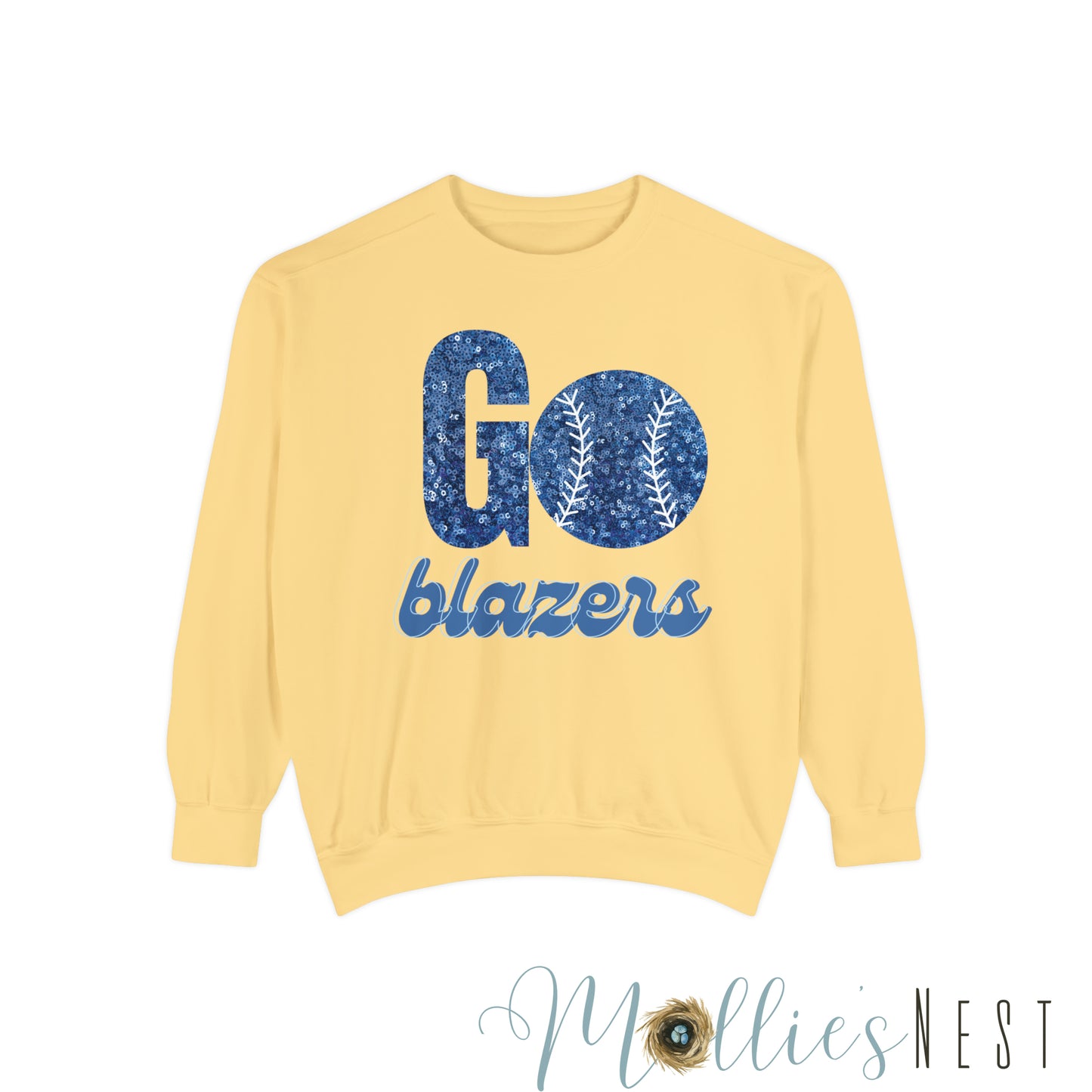 Glitter Blazer Baseball Garment-Dyed Sweatshirt