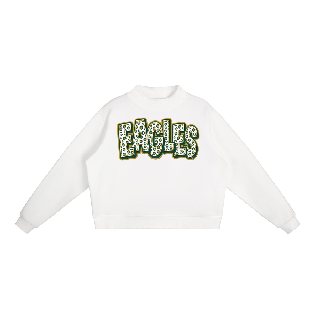 Essential Fleece Mock-Neck Crew Sweatshirt - GCT Eagles Green Leopard