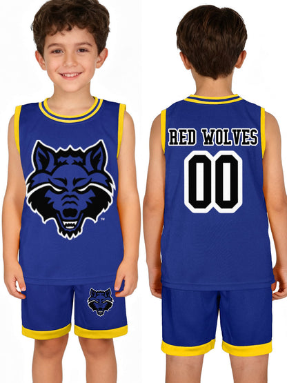 Red Wolves Children's Basketball Jersey Set
