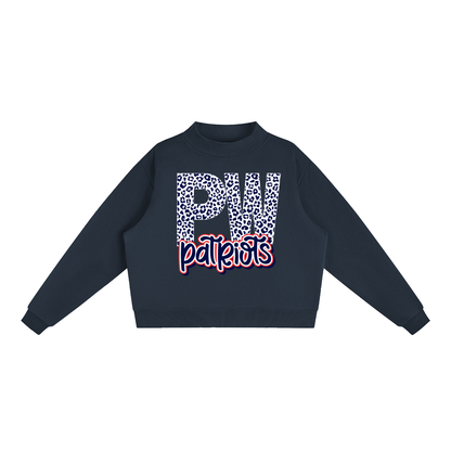 Palestine-Wheatley Patriots "PW" Leopard Fleece Mock-Neck Crew Sweatshirt