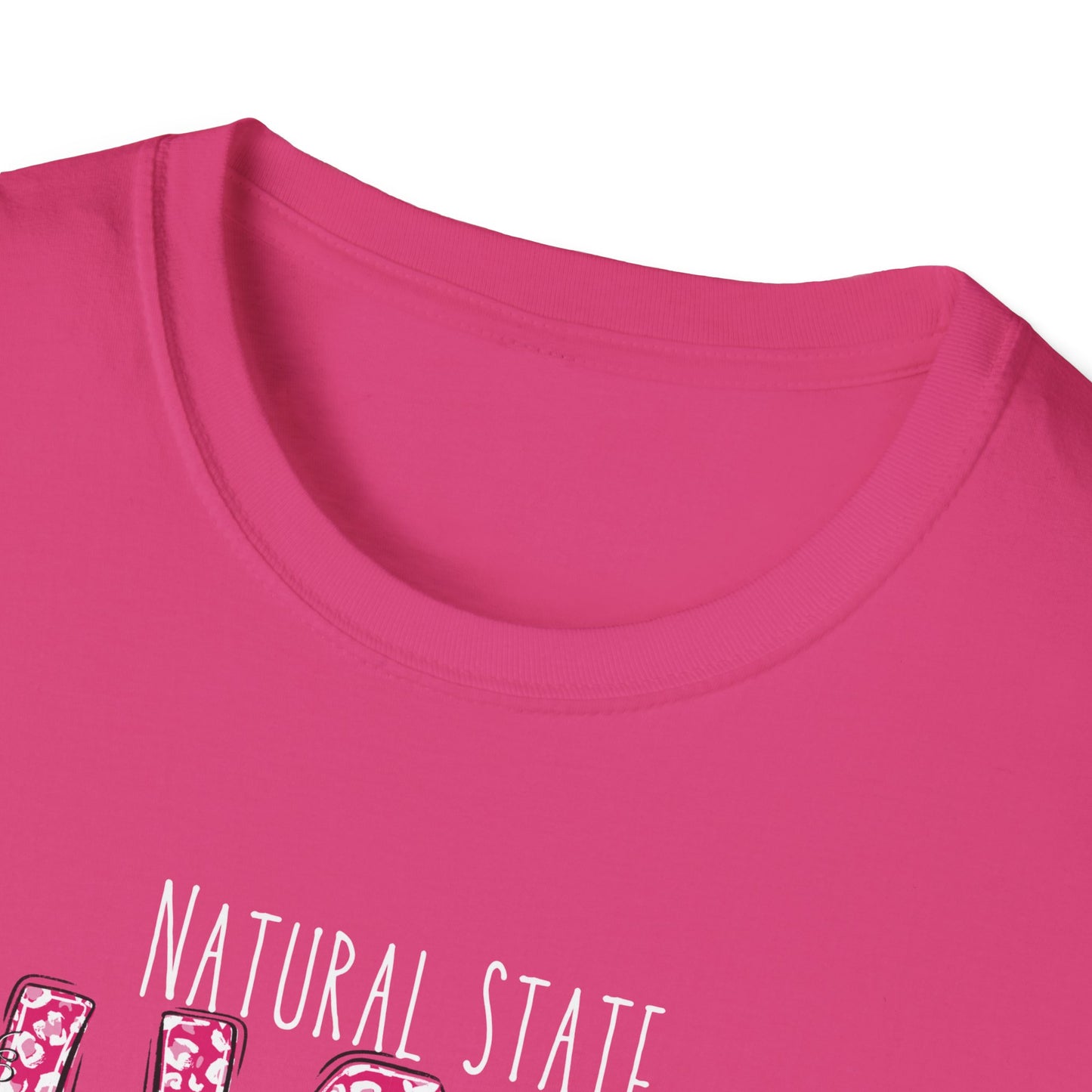 Chaos Softball T-Shirt — "Natural State Chaos" Pink Leopard Softball Tee