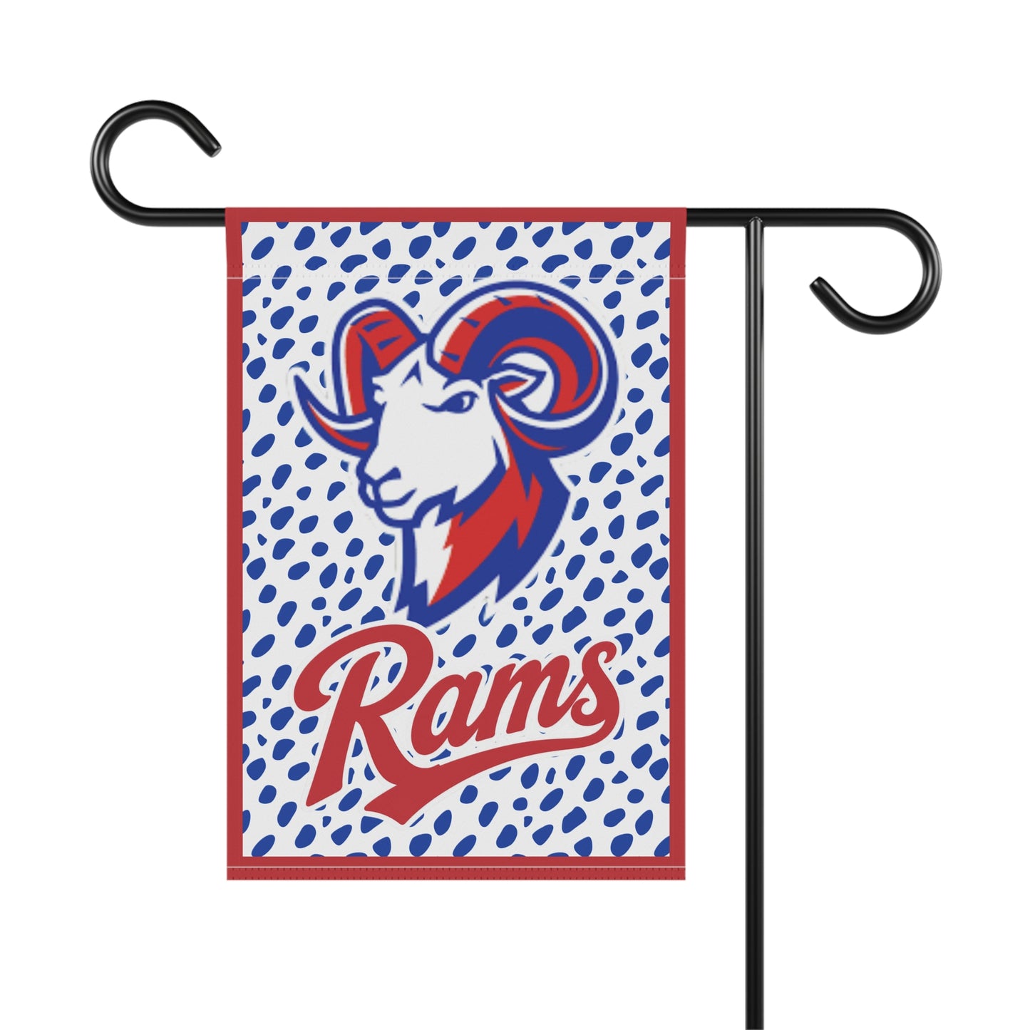 Rams Yard Mascot Flag - Red & Blue Mascot Home Banner