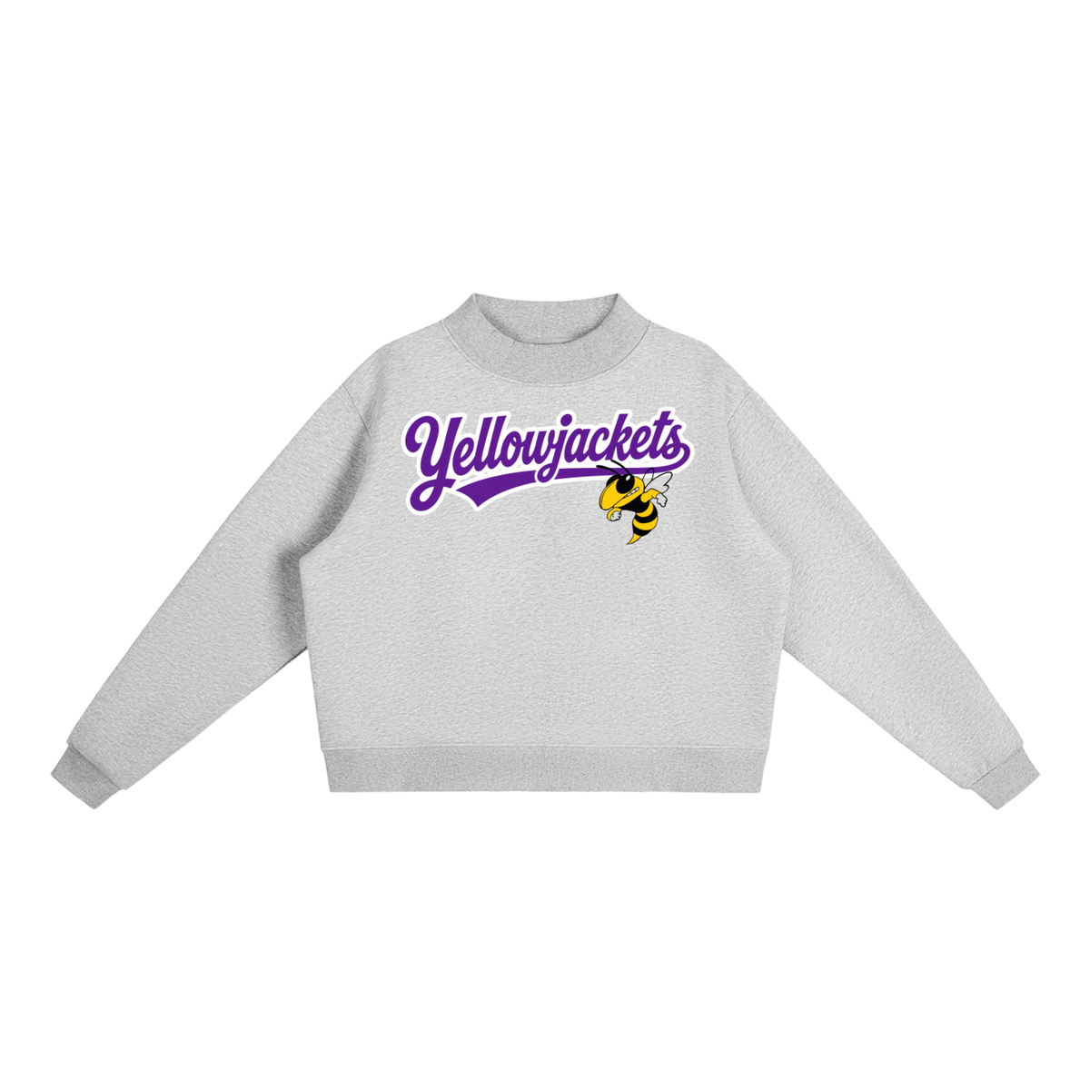Essential Fleece Mock-Neck Crew Sweatshirt- Bay Yellowjackets