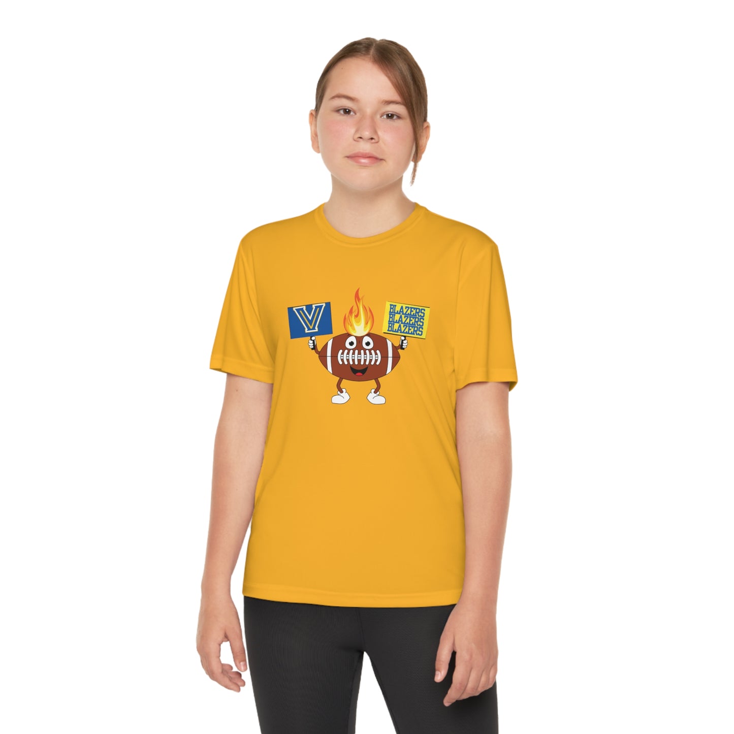 Youth Valley View Flame Football. Competitor Tee (Front Design Only)