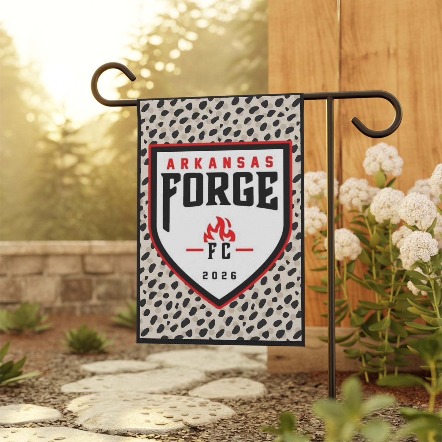 Arkansas Forge FC Garden Flag — Leopard Accent Team Banner 2026