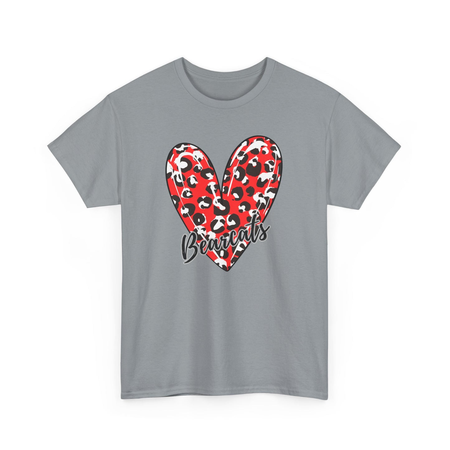 Unisex Heavy Cotton Tee. Bearcats Leopard Heart