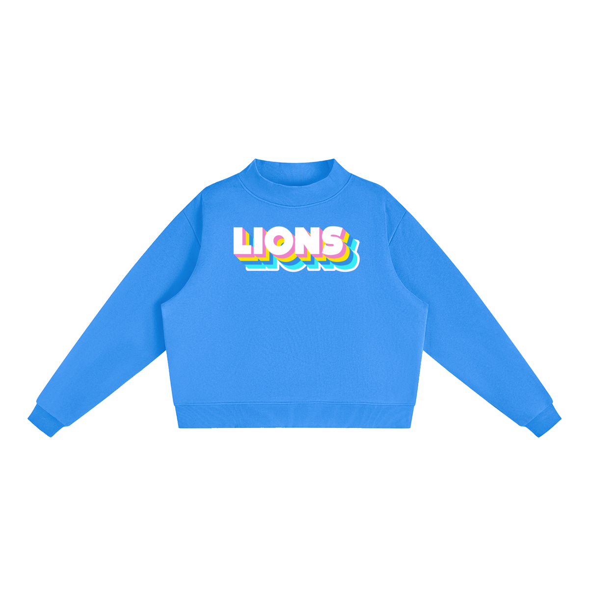 Essential Fleece Mock-Neck Crew Sweatshirt - Lions Neon