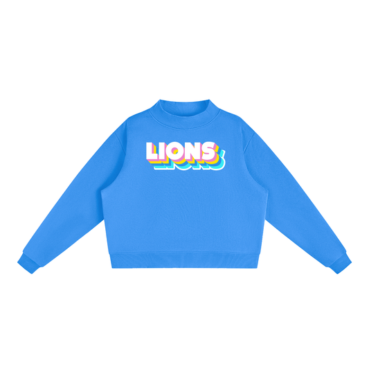 Essential Fleece Mock-Neck Crew Sweatshirt - Lions Neon