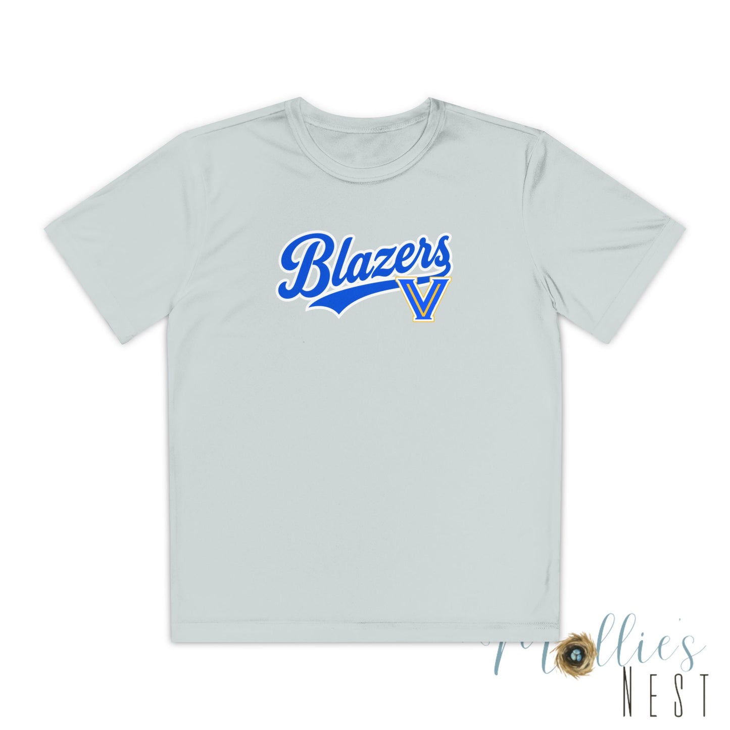 Blazers Youth Drifit — Blue Script Logo Team Shirt