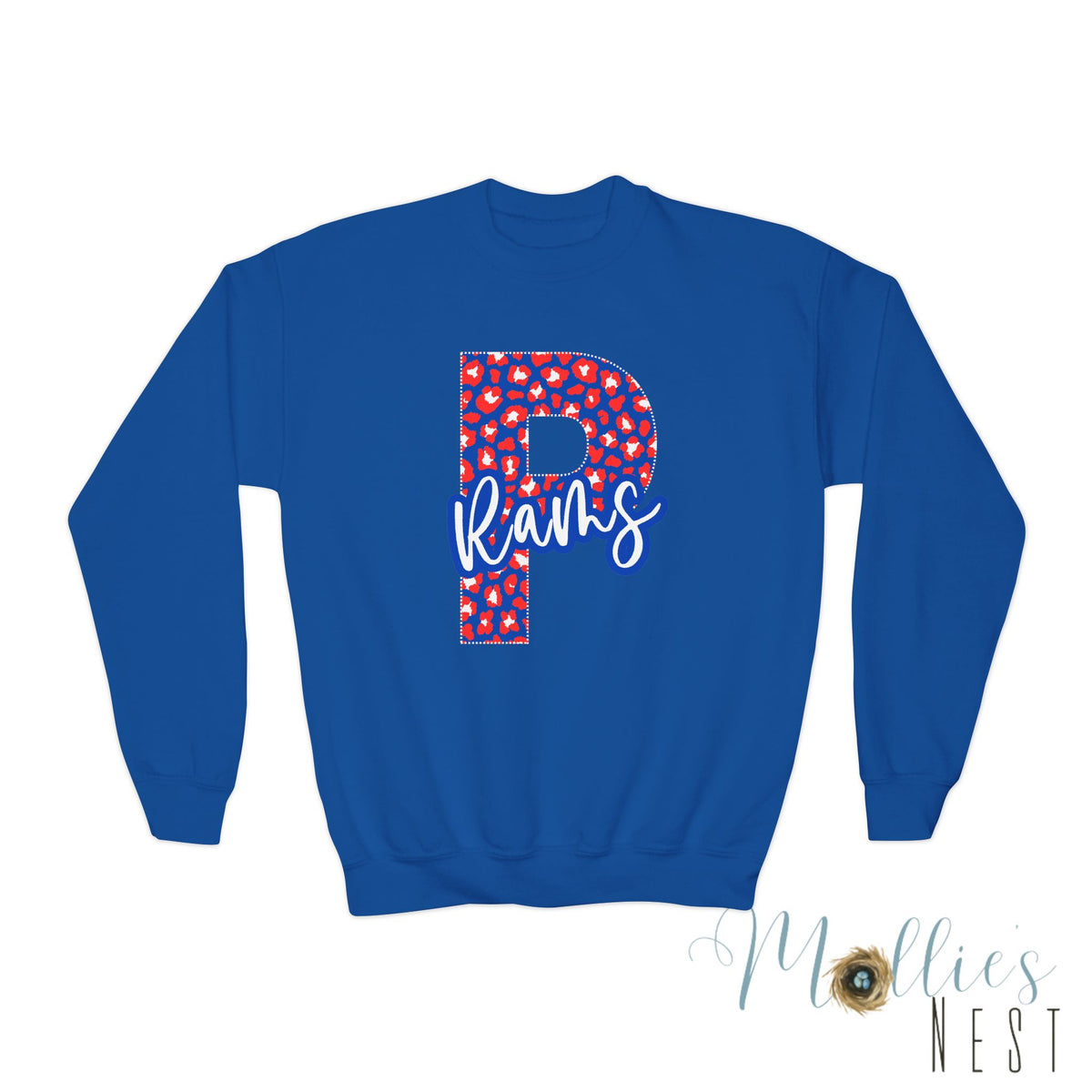 Youth Paragould Rams. Leopard "P" Crewneck Sweatshirt