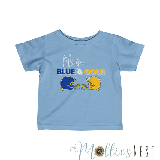 Infant Fine Jersey Tee. Blue & Gold