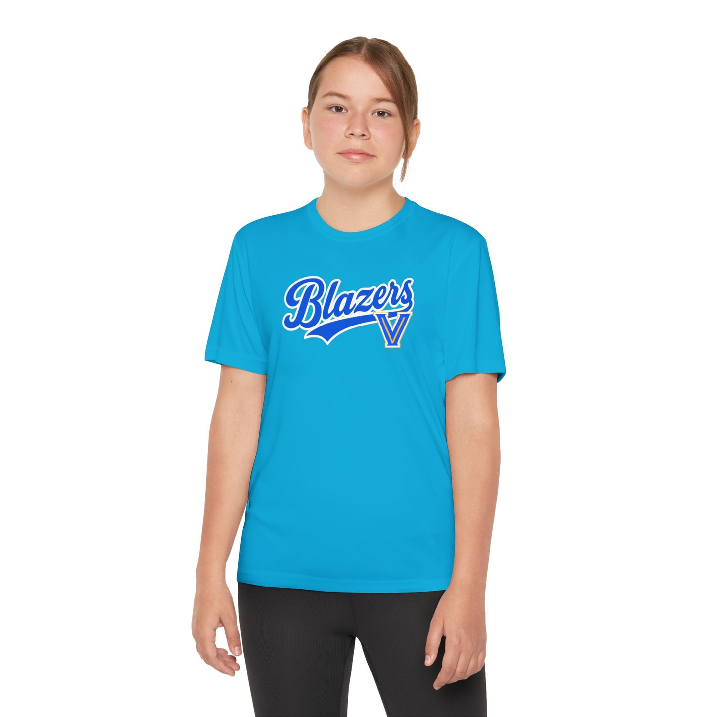 Blazers Youth Drifit — Blue Script Logo Team Shirt