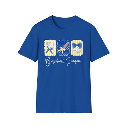 Baseball Season T-Shirt — Cute Bat, Glove & Cap Graphic