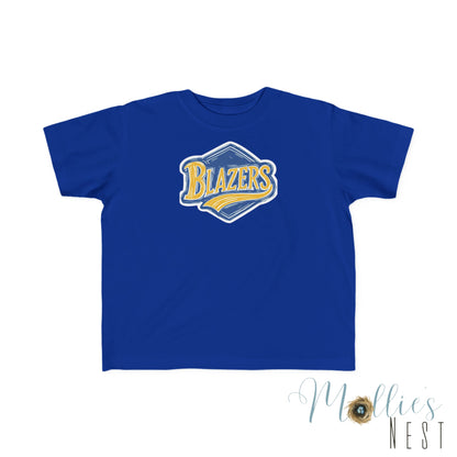 Toddler BLAZERS Retro Logo T‑Shirt — Valley View (Vintage Blue & Gold)
