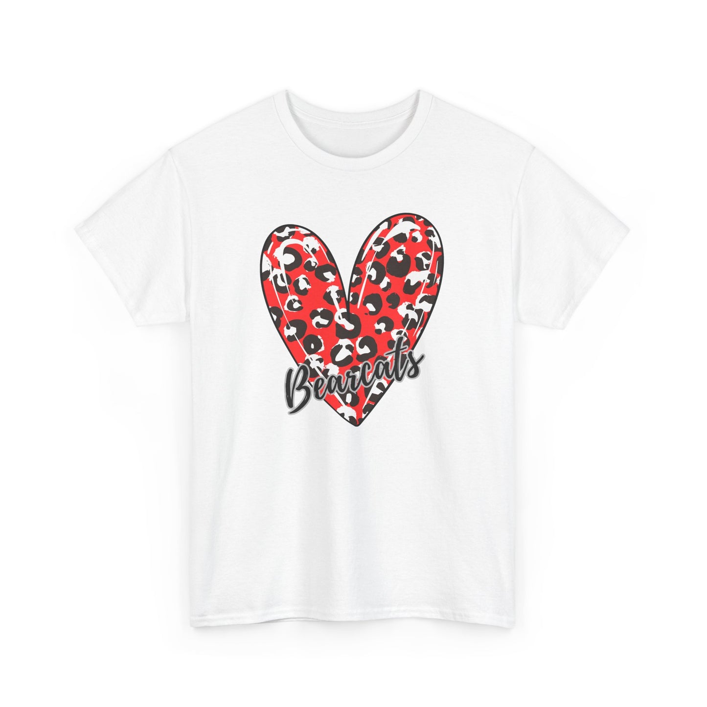 Unisex Heavy Cotton Tee. Bearcats Leopard Heart