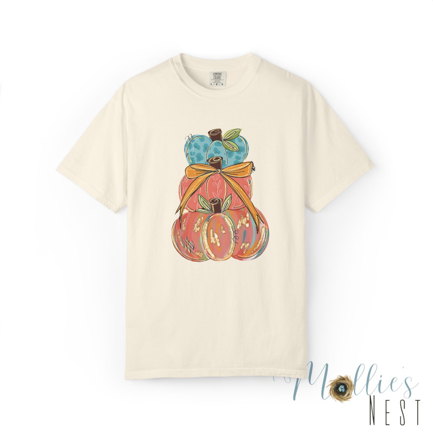 Pumpkin Stack T-Shirt — Handpainted Fall Pumpkin Stack Graphic Tee