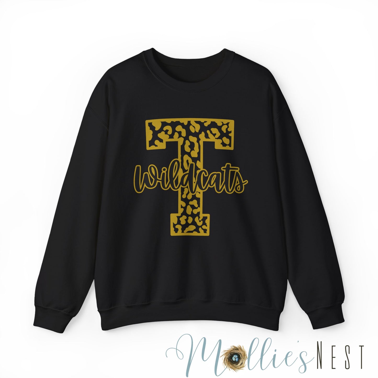 Trumann "T" Leopard Print Wildcats Crewneck Sweatshirt. ADULT