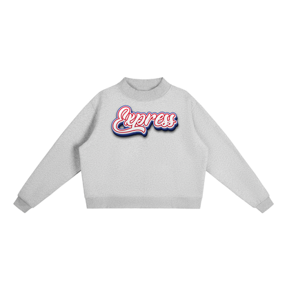 Express Baseball.  Fleece Mock-Neck Crew Sweatshirt