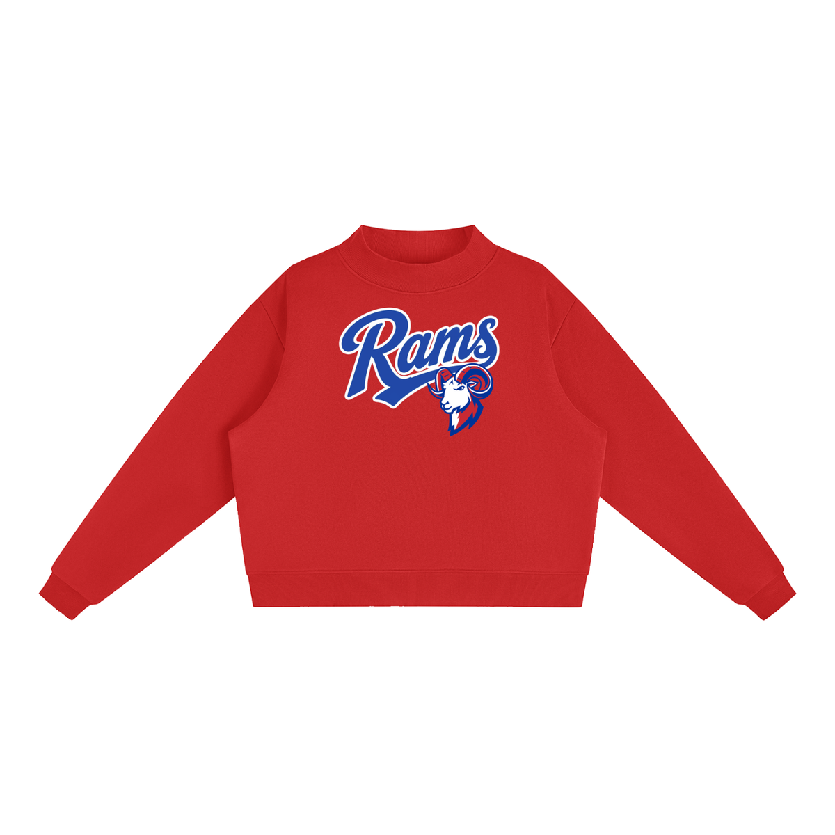 Essential Fleece Mock-Neck Crew Sweatshirt - Paragould Rams_Blue