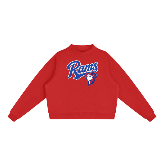 Essential Fleece Mock-Neck Crew Sweatshirt - Paragould Rams_Blue