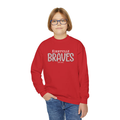 Braves Leopard Print Youth Crewneck Sweatshirt