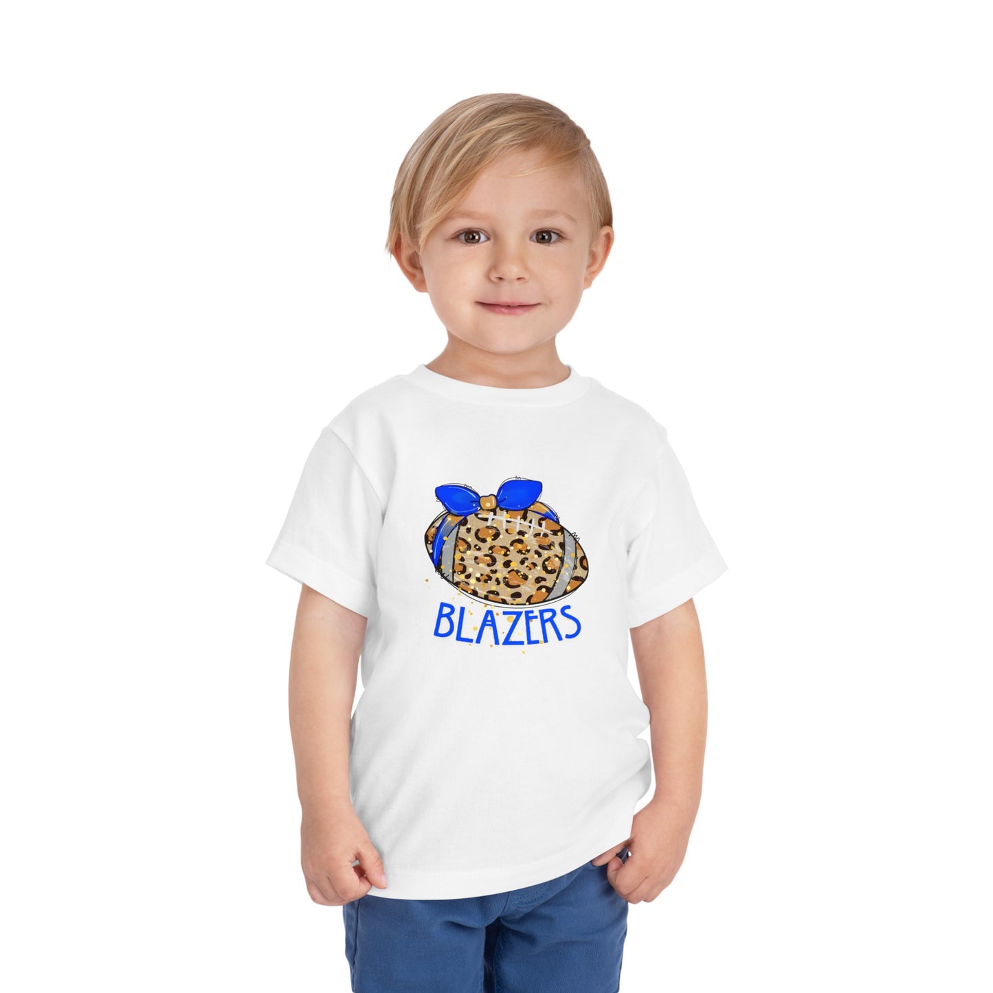 Toddler Leopard Blazer Football. Short Sleeve Tee