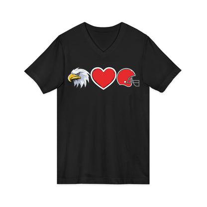 Eagle - Heart - Helmet V-Neck Tee — Football Fan Love Shirt. Eagles