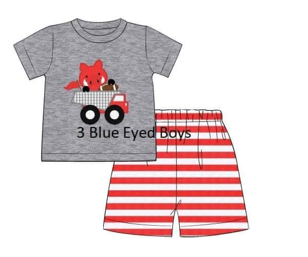 Preorder - Pig Football Applique Short set