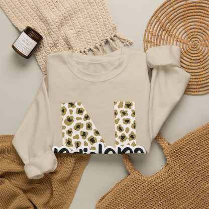 Nettleton Raiders Leopard Initial N Crewneck Sweatshirt. ADULT