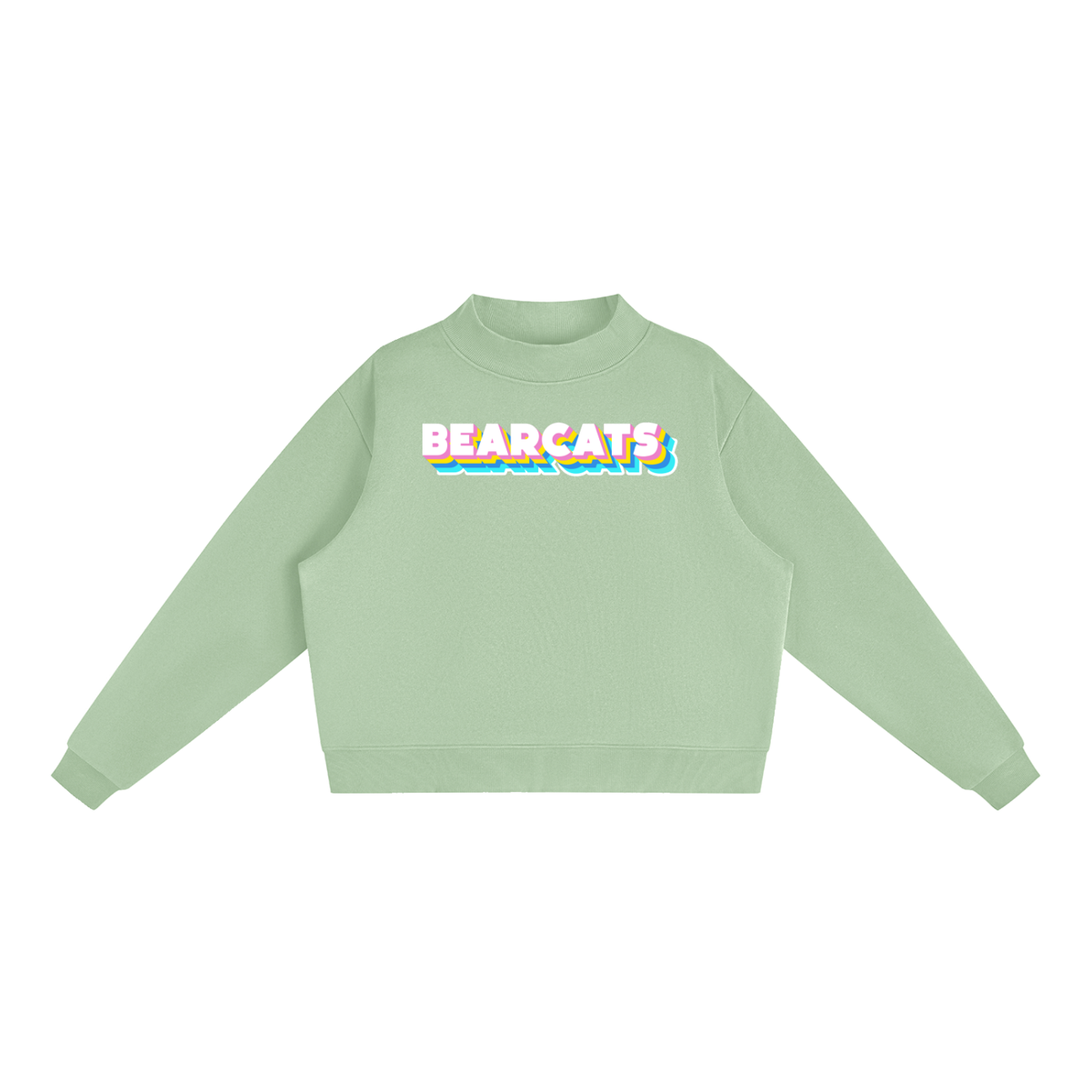 Essential Fleece Mock-Neck Crew Sweatshirt - Bearcats Neon
