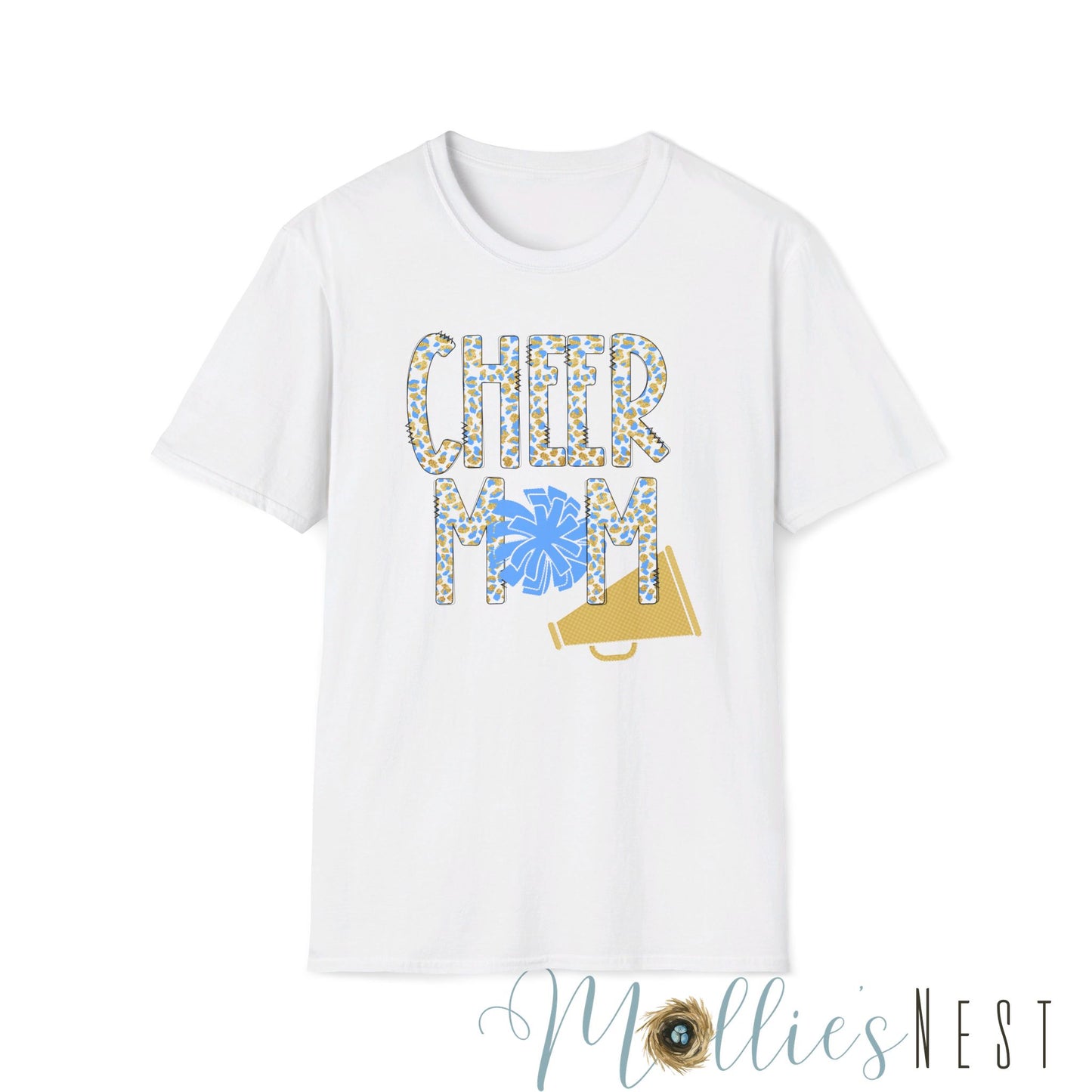 Cheer Mom. Blue & Gold Softstyle T-Shirt