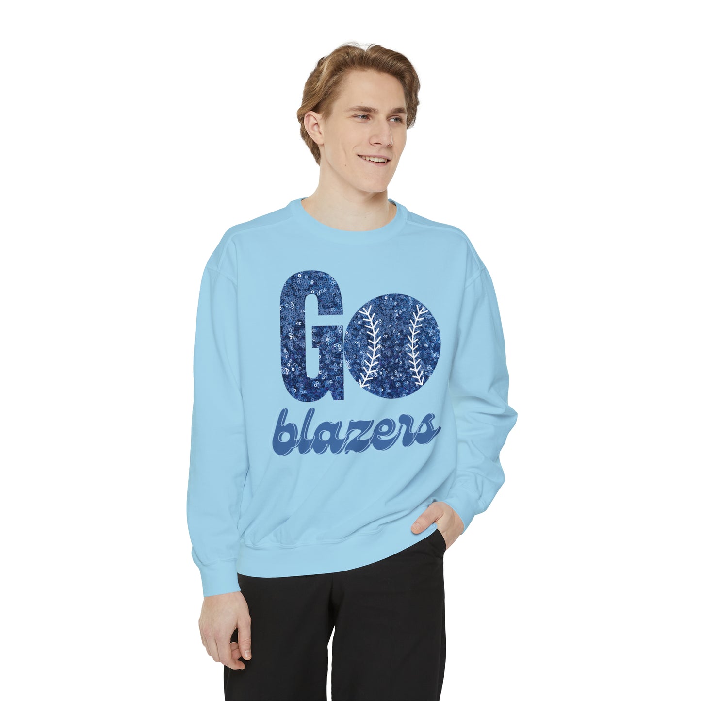 Glitter Blazer Baseball Garment-Dyed Sweatshirt