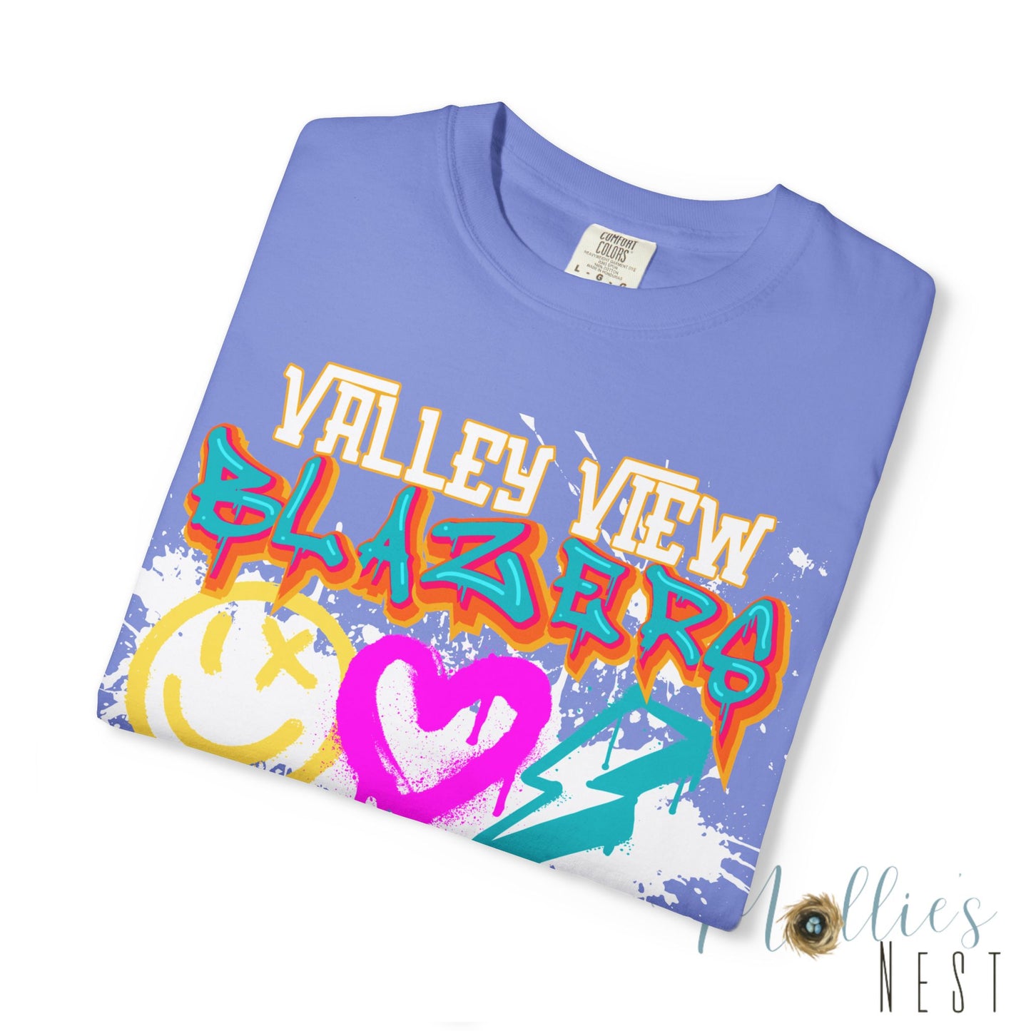 Valley View Blazers Graffiti Tee — Neon Heart, Smile & Lightning Shirt