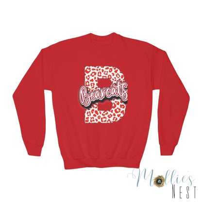 Youth. Brookland Bearcats Leopard B Youth Crewneck Sweatshirt