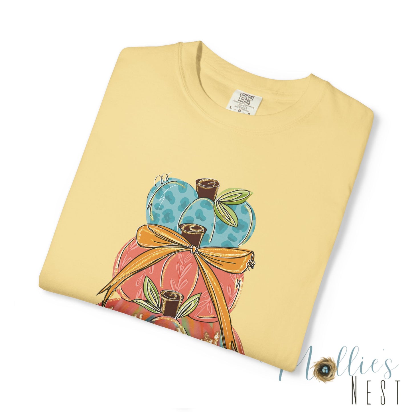 Pumpkin Stack T-Shirt — Handpainted Fall Pumpkin Stack Graphic Tee